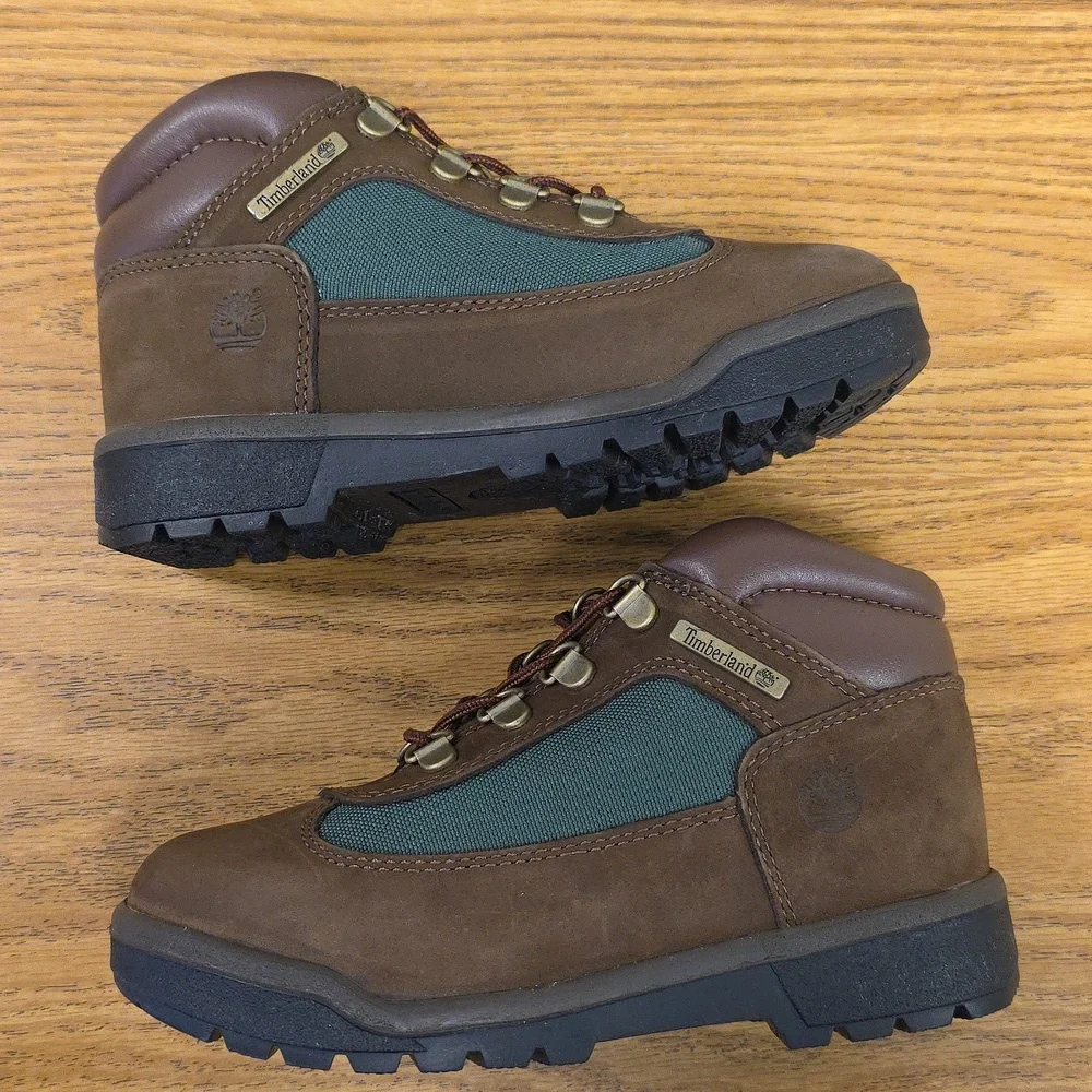 Timberland Beef & Broccoli Boots Brown/Olive Green Kids Size 2 Youth TB016737